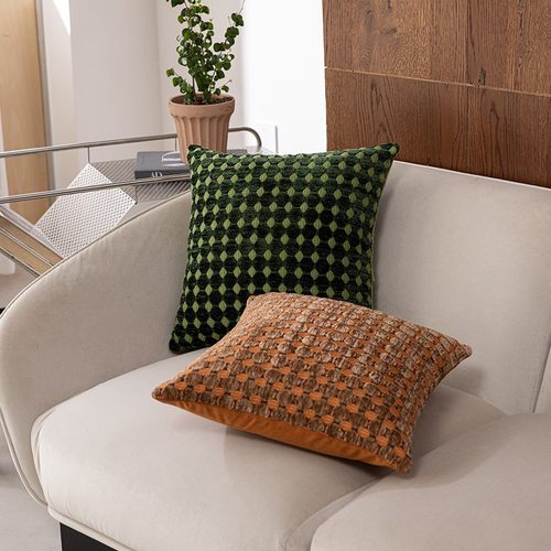 高端英式古典墨绿色割绒抱枕套艺术抱枕客厅卧室样板间靠枕垫靠垫
