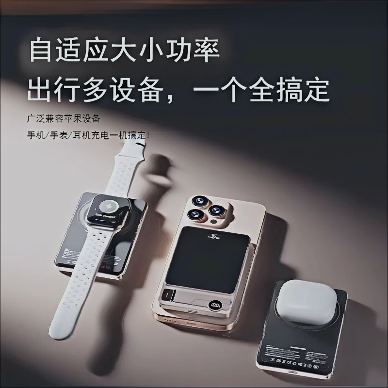 适用苹果2025新款磁吸外接电池Qi2无线充电宝快充大容量移动电源