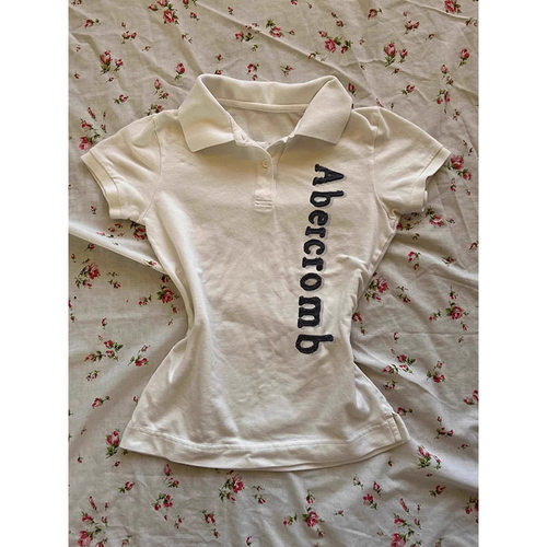 涂涂和阿冉 原创白色字母T恤女夏季2025年新款美式复古翻领上衣潮