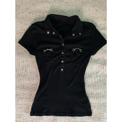 轻亚少女 原创黑色polo领短袖T恤女夏季美式复古穿搭正肩显瘦上衣