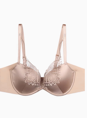 安莉芳薄款光面软钢圈文胸女法式性感无痕收副乳内衣EB00452