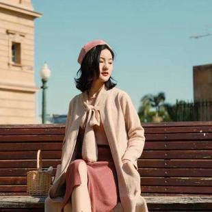 波浪边毛呢外套中长款高品质针织大衣 春秋女装亏本清仓不设退换