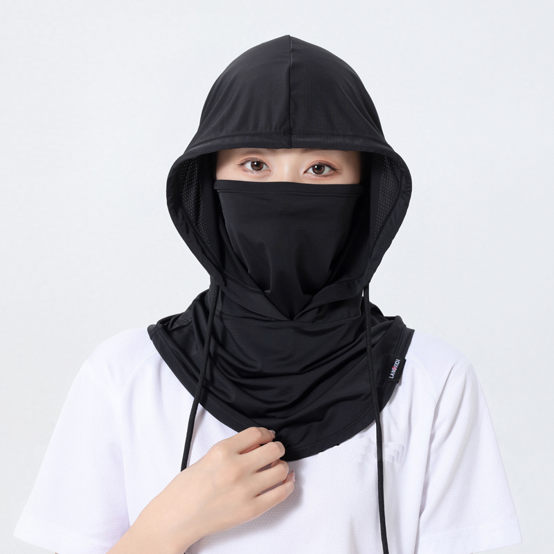 防晒口罩帽子一体护颈女夏遮全脸面罩新款户外骑行男冰丝脖套透气
