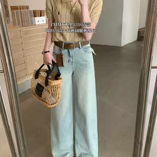 裤 腰包 宽松显瘦拖地直筒长裤 配腰带 5310 牛仔裤 JIAJIATMMT木里