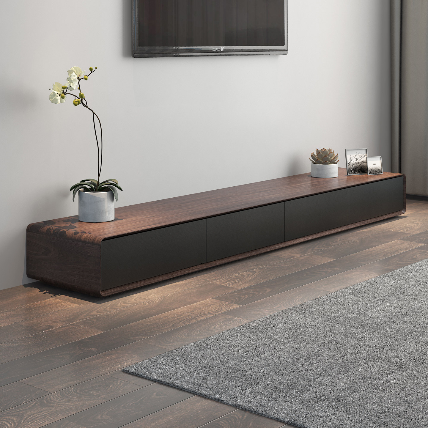 2025新款现代简约电视柜北欧地柜矮柜黑色橡木纹挂墙电视机落地柜,住宅家具,电视柜,淘宝优惠券,粉丝福利购,淘宝优惠卷