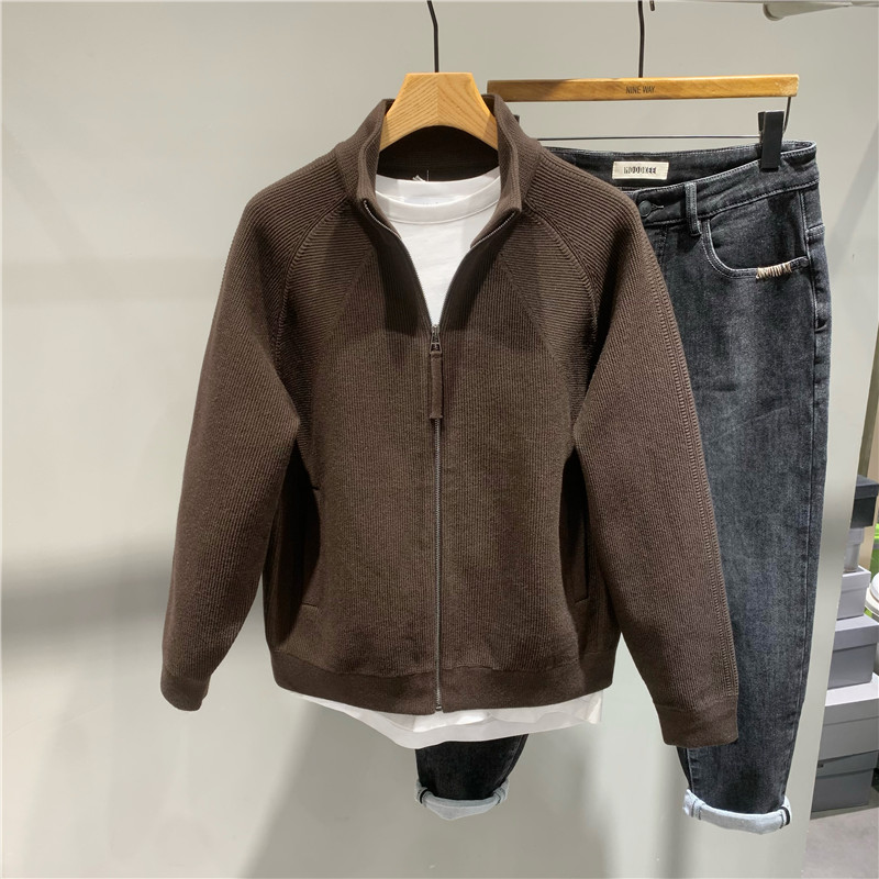 简约纯色立领拉链衫外套