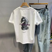 休闲内搭半袖 夏季 圆领短袖 T恤青年简约弹力时尚 新款 字母印花修身