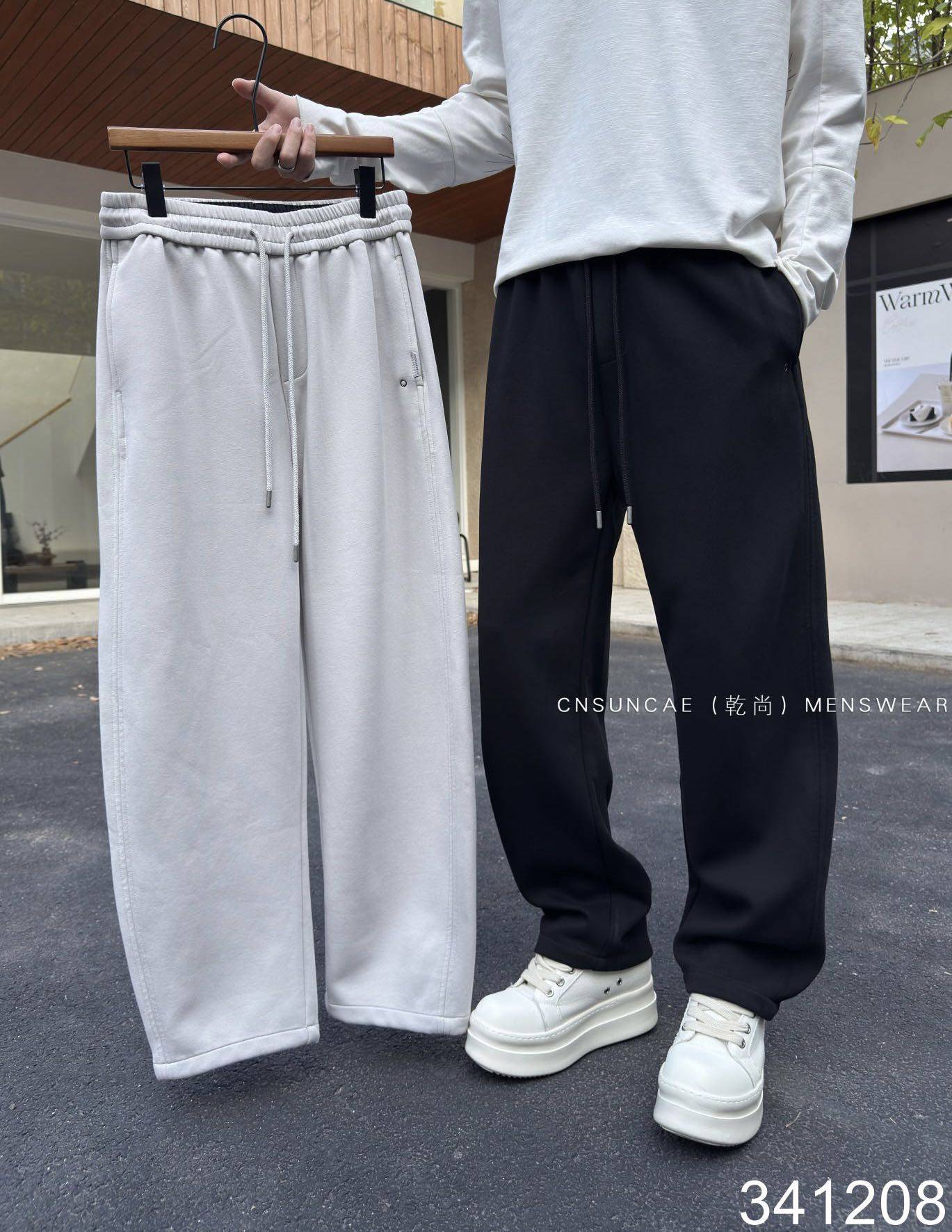 2026春季新款男士复古水洗拼色松紧腰直筒休闲裤时尚质感宽松卫裤,男装,休闲裤,淘宝优惠券,粉丝福利购,淘宝优惠卷