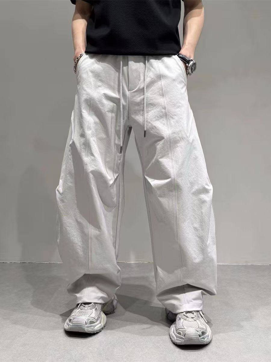 夏季新款户外机能风多口袋工装休闲裤韩版宽松男士简约阔腿裤百搭