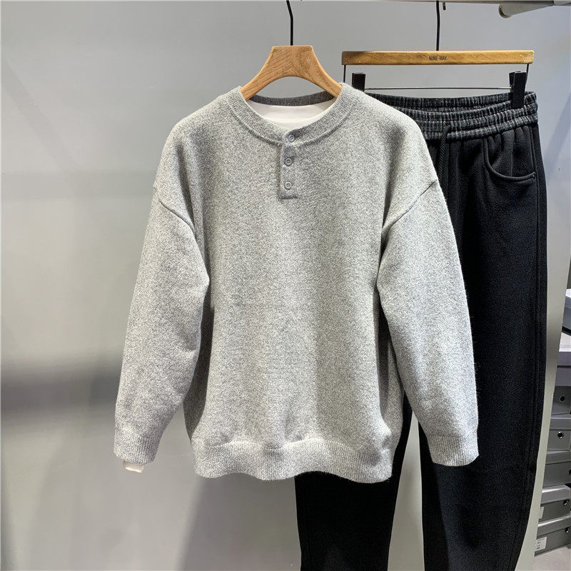 冬季新款美式高级感慵懒风亨利领毛衣男复古时尚加厚针织衫内搭潮,男装,针织衫/毛衣,淘宝优惠券,粉丝福利购,淘宝优惠卷