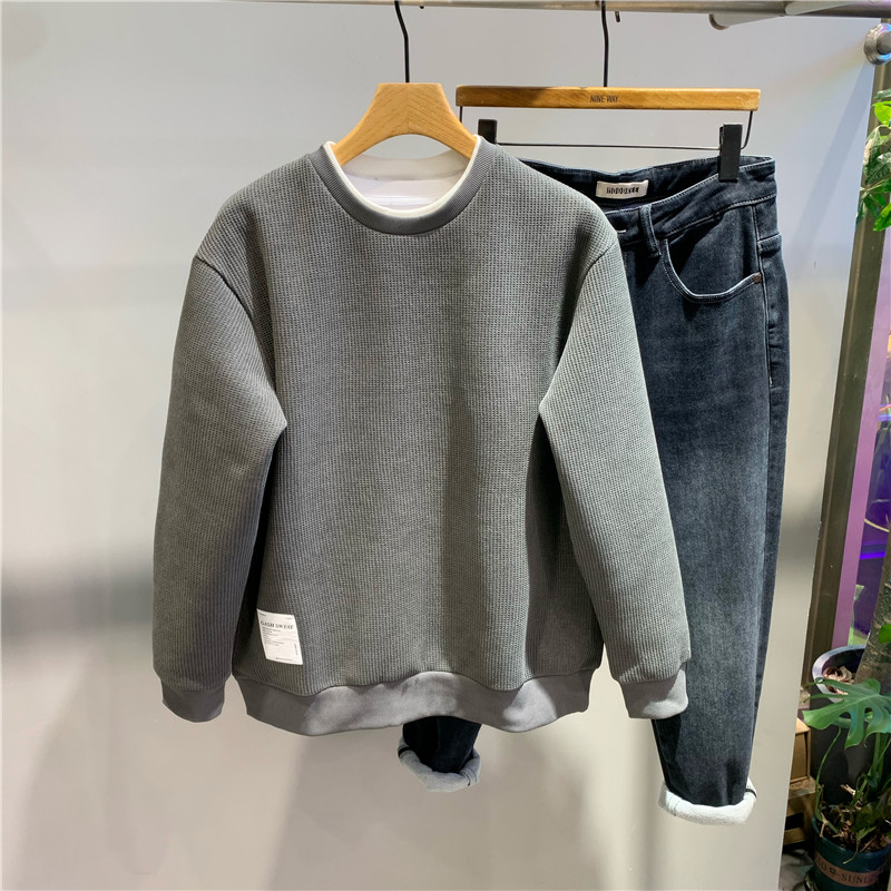 假两件潮牌韩版加绒卫衣