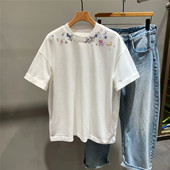 角派夏季 衫 重工手绘蝴蝶印花高克重纯棉短袖 体恤青年痞帅宽松半袖