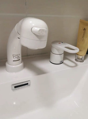 网红白色洗脸盆双孔龙头日本进口正品KVK抽拉升降水龙头节水型