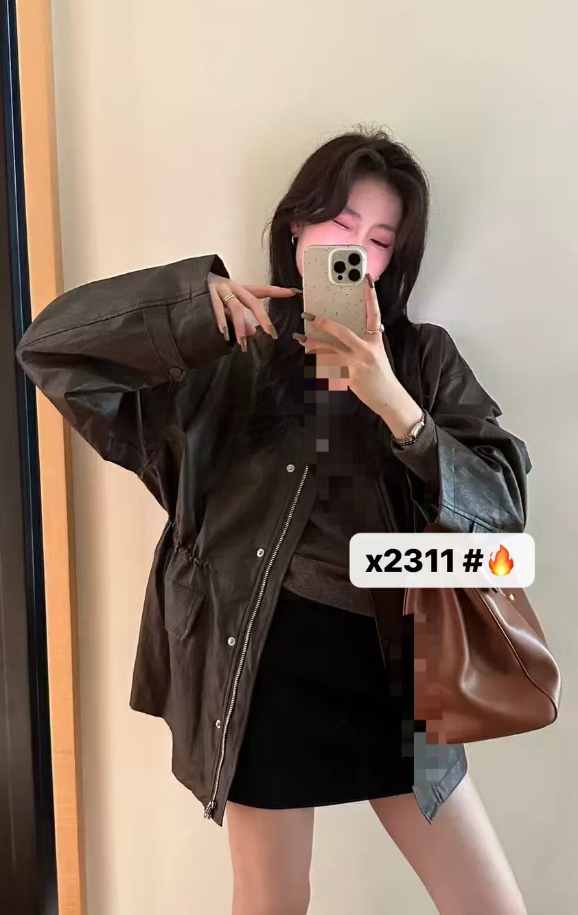机车复古PU皮衣少女2025秋冬新款初中高中学生宽松中长款外套夹克
