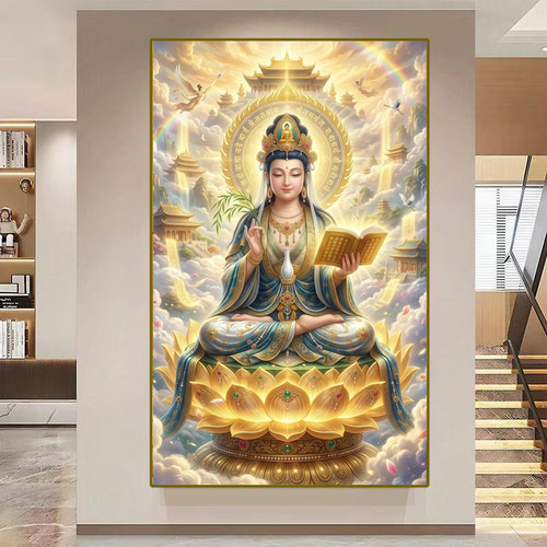 持经观音菩萨十字绣套件装饰画