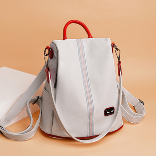 真皮双肩包女2023新款百搭时尚潮牌女士包包休闲软皮防盗双肩背包