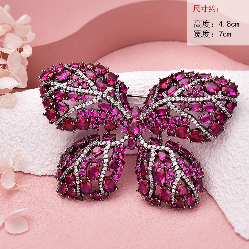 直播专享 奢华条纹大蝴蝶结胸针