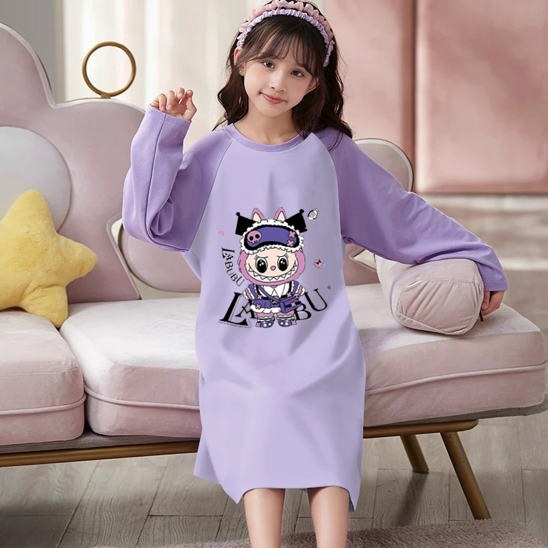 上新~布拉拉女童睡裙儿童春秋季薄款长袖家居服小女孩空调服睡衣