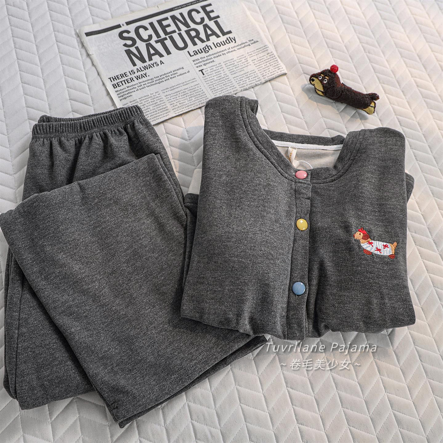 可外穿带胸垫加厚德绒保暖睡衣女2025秋冬季慵懒风羊绒家居服套装