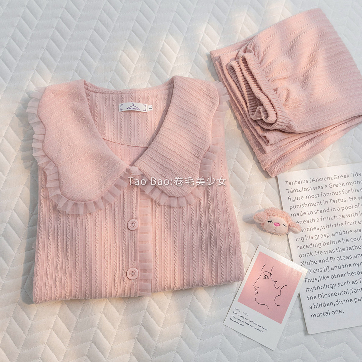 甜美软妹紫色纯棉睡衣女