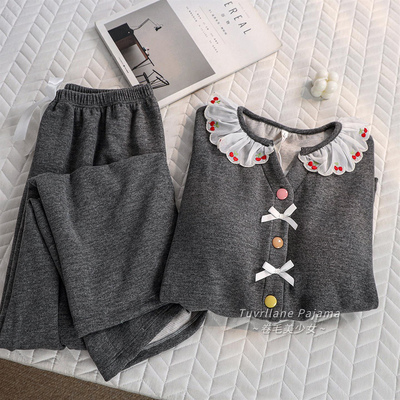 可外穿带胸垫加厚德绒保暖睡衣女2025秋冬季长袖新款羊绒家居服