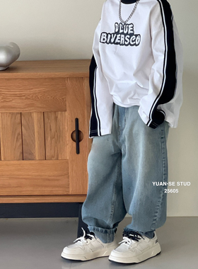 2025春新款男童女童白色打底衫大童百搭休闲长袖T恤