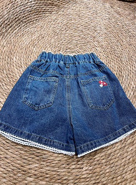 2025夏季新款女童韩版休闲百搭牛仔短裤中大童蓝色牛仔短裤