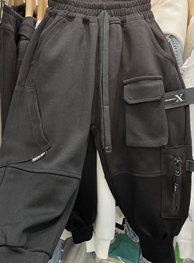 2023春款童装男童黑色工装裤儿童设计款