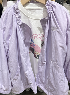 2025春夏薄款女童韩版休闲外套中大童休闲外套紫色外套木耳边外套