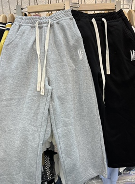 实体店童装春夏款男童女童黑色灰色纯棉阔腿裤中大童直筒裤休闲裤