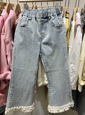 春款童装女童浅蓝色柔软牛仔裤韩版