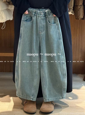 2025春季新款男童女童牛仔裤中大童韩版休闲裤直筒裤浅蓝色长裤