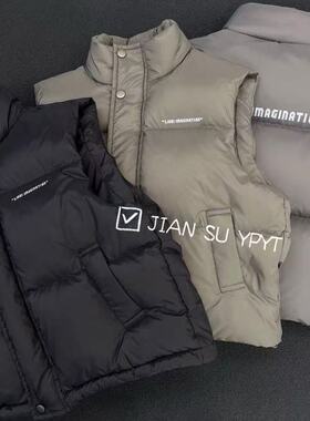 简素新款男童女童韩版休闲羽绒马甲中大童黑色百搭羽绒马甲