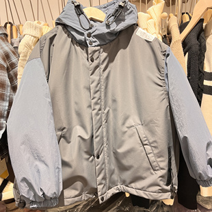 二棉外套男童女童儿童拼色冲锋衣棉服中大童连帽棉衣超好看