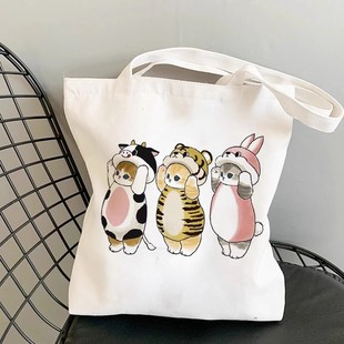 Cat Bag Shopping Canvas 日系卡通猫咪手提单肩帆布包购物袋女包