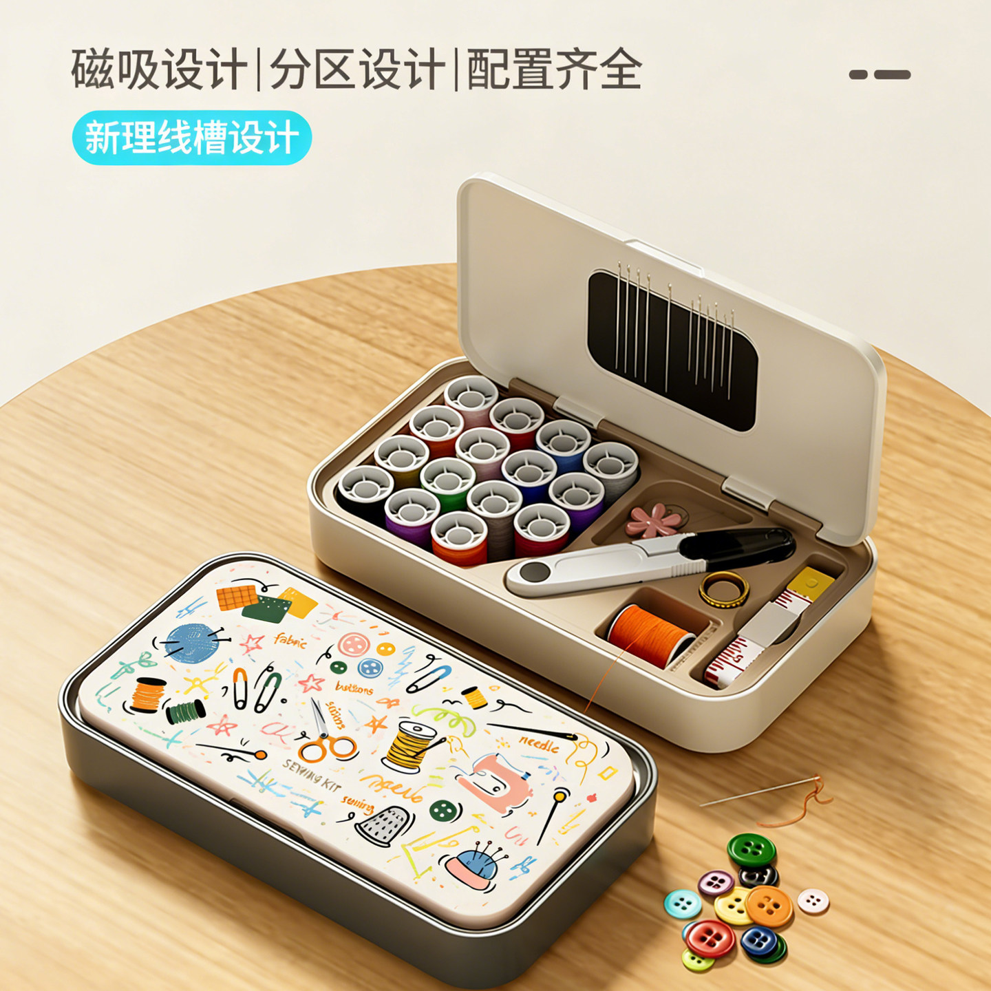 日式涂鸦日针线盒家用结婚嫁妆高线盒