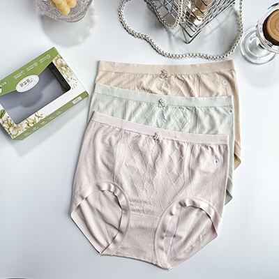 三条装日系薄款蚕丝抑菌内档内裤女高腰包臀透气舒适三角内裤3016