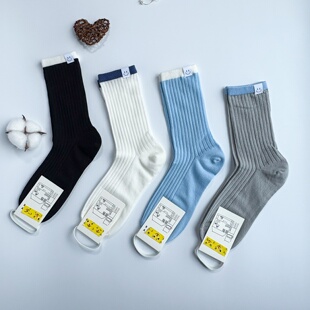 日韩潮袜轻奢中筒袜薄款 布标学院风棉袜8537 透气吸汗质感笑脸个性