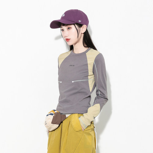 Hills Grace山系户外徒步登山T恤女修身显瘦速干透气撞色拼接上衣