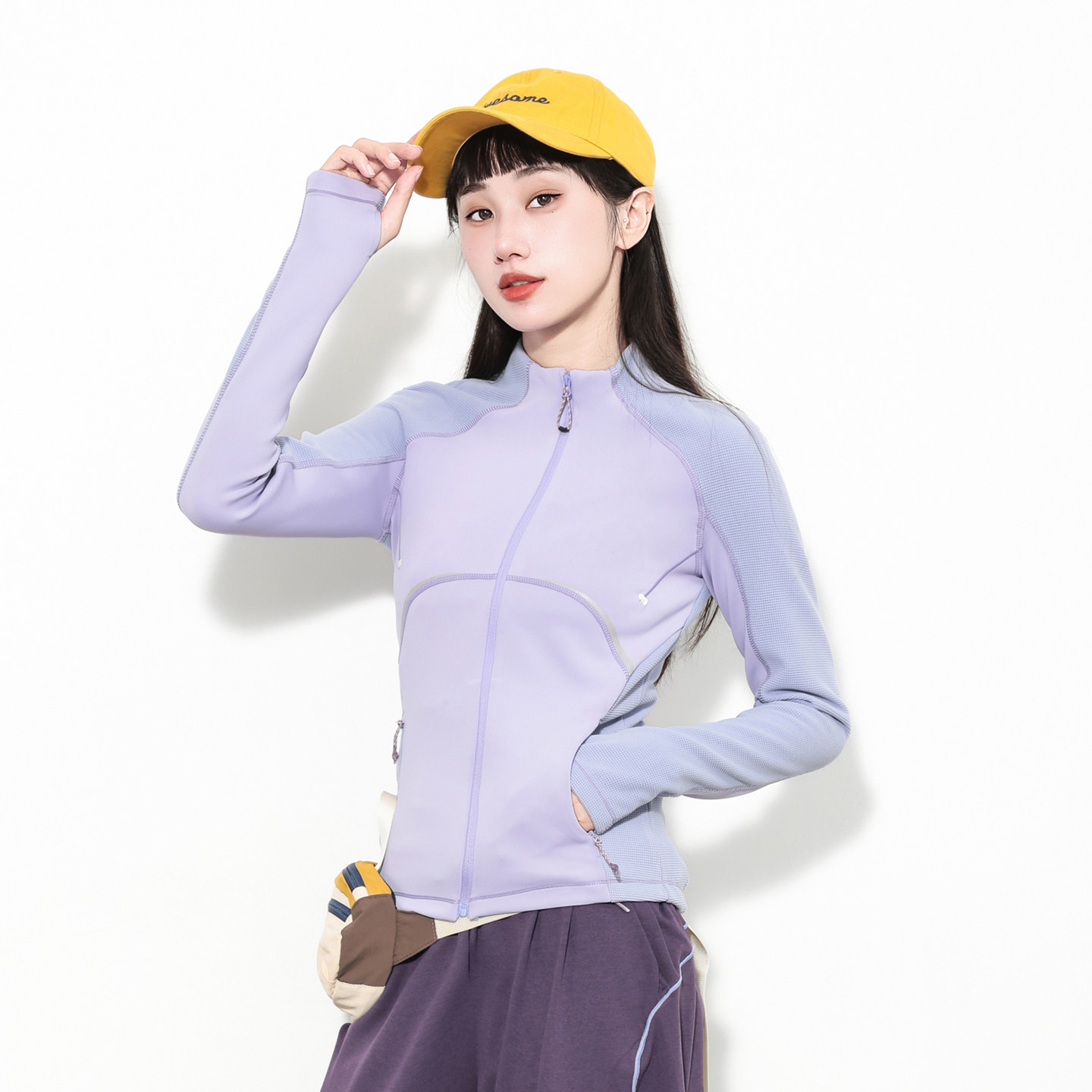 Hills Grace户外拼色哈苏线速干长袖T恤女士修身透气抗菌防晒上衣