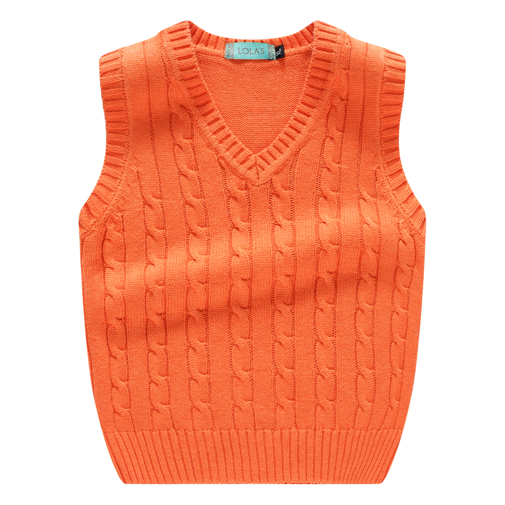 秋冬儿童针织衫背心套头麻花全棉