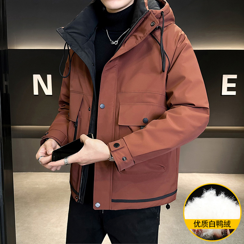 啄木鸟男士中国红羽绒服男士2025