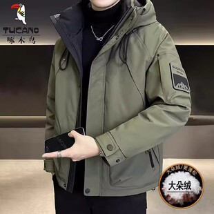 啄木鸟羽绒服男装加厚冬季2025新款高端保暖防寒工装外套冲锋衣潮