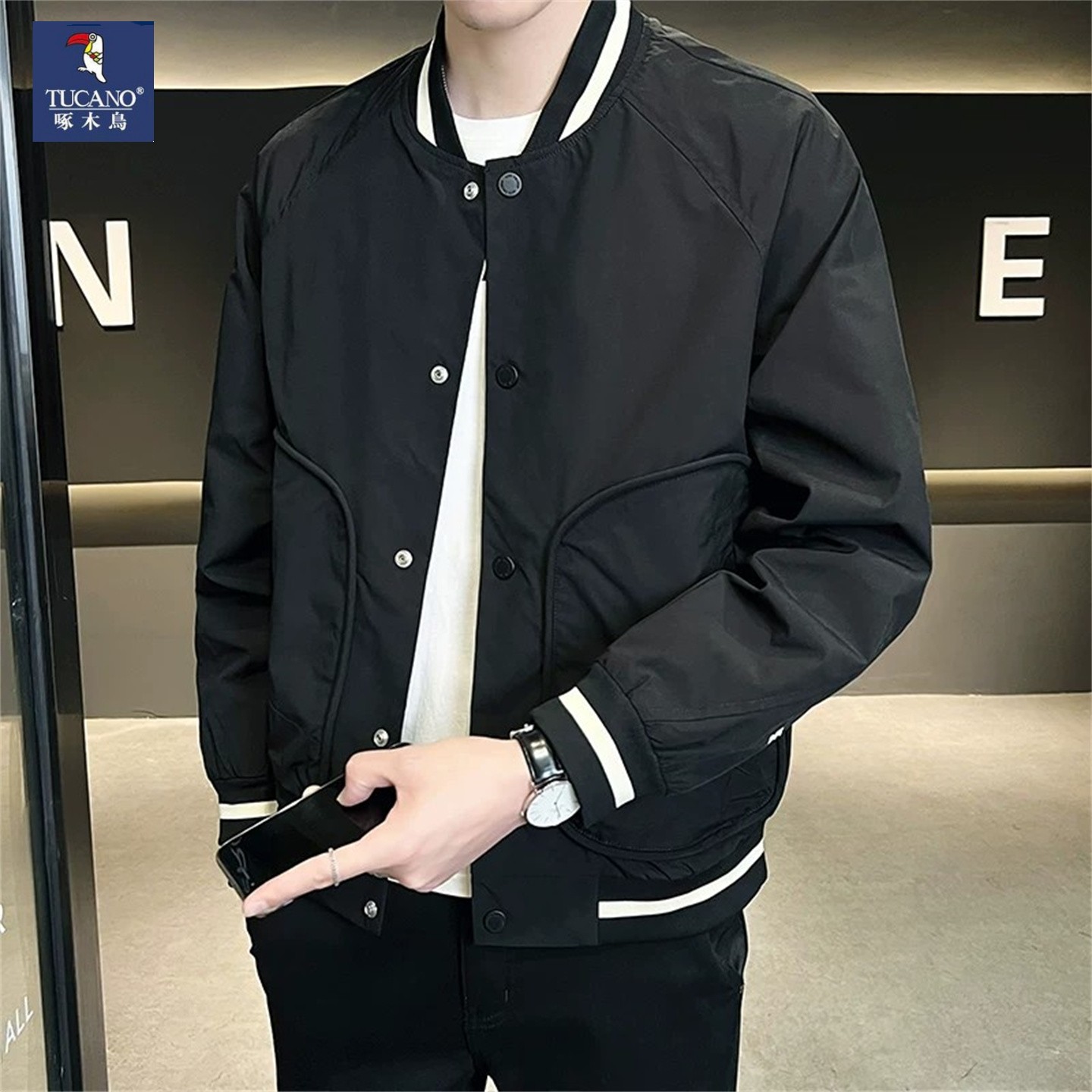 啄木鸟棒球服外套男春秋季韩版潮流休闲百搭大码男士夹克上衣服