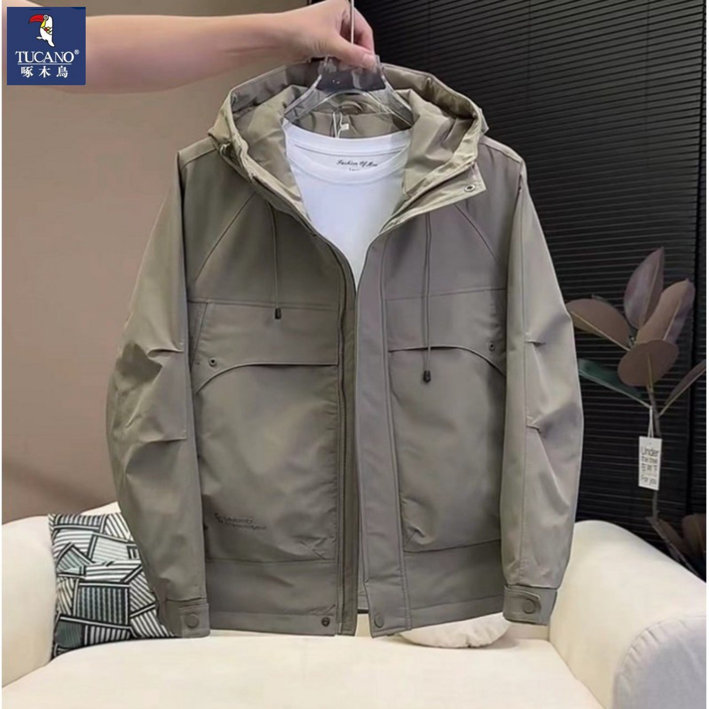 啄木鸟春秋季新款男士冲锋衣夹棉