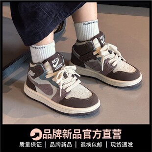 真皮女童高帮运动鞋加绒保暖2026秋冬款儿童二棉鞋子男童板鞋软底