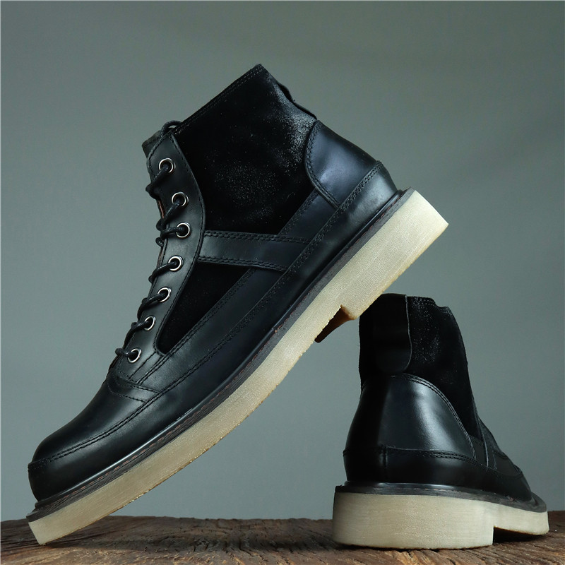 高端孤品男皮靴欧式复古风休闲高帮男鞋捡漏头层牛皮广州手工皮鞋,流行男鞋,高帮鞋,淘宝优惠券,粉丝福利购,淘宝优惠卷