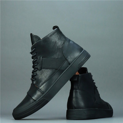 3840码孤品男鞋头层牛皮广州手工皮鞋欧式复古风休闲高帮男皮靴子