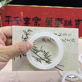 金丝白玉手镯天然玉石冰种透亮镯子送女友送妈妈复古国风生日礼物