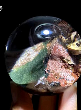 天然幽灵金字塔水晶球摆件